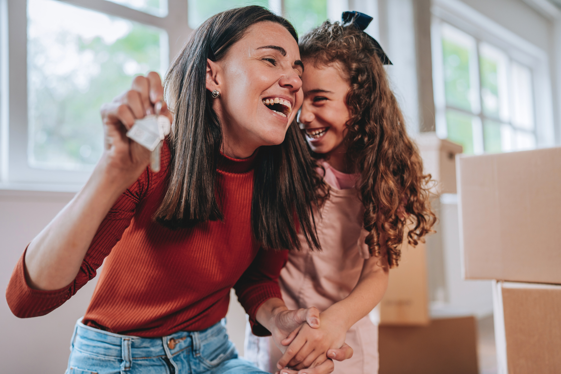 Mother and daughter in a home
